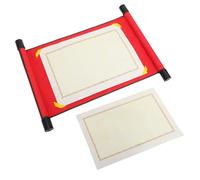 OSALADI Double-Sided Loose-Leaf Scroll Chinese Calligraphy Paper Red Cloth and Paper Scroll for Calligraphy Lovers and Beginners, Easy to Carry and Display
