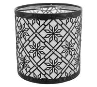 OSALADI E27 Black Wrought Iron Lampshade with Hollow Floral Pattern, Cylindrical Metal Drum Replacement for Table and Floor Lamps, Industrial Style Home Lighting Decor