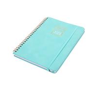 OSALADI English Coil Notebook Planner Notepad Month Schedule Organizer Office Multi Function Writing Notebook with Fine Texture and Stylish Blue Cover for Daily Planning