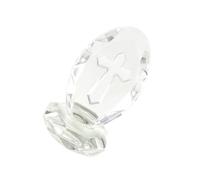 OSALADI European Style Crystal Cross Figurine Diamond Cut Church Adornment Oval Shape Wedding Souvenir Photo Prop Decorative Ornament