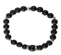 OSALADI European Style Men Beaded Bracelet Black Frosted Stone Adjustable Woven Design for Wrist Decor Fashionable for Father Boyfriend