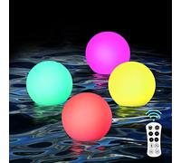 OSALADI Floating Pool Lights Rechargeable, Color Changing, IP68 Waterproof LED Glow Floating Night Lights for Pond Garden Party, 4 Pack