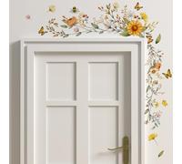 OSALADI Flower Door Frame Sticker, Removable DIY Mirror Sticker Floral Wall Sticker Door Corner Sticker Background for Bedroom Living Room