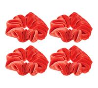 OSALADI Fluorescent Orange Hair Scrunchies 4pcs, Elastic Large Ponytail Holders for Women, Soft Non-slip Hair Accessories for Bright Color Styling