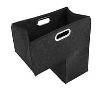 OSALADI Foldable L-shaped Stair Storage Basket with Handle, Large Deep Grey Felt Utility Tote for Household Sundries and Organization, Space-saving Laundry Hamper for Home and Office