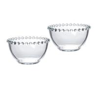 OSALADI Glass Salad Bowl and Fruit Bowl 2 Pieces Bead Point Design Sturdy Glass Household Multi-Use for Yogurt Dessert and Salad Preparation in Kitchen
