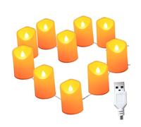 OSALADI Glitter Led Candle String Lights 10 LEDs Flameless Candles Lamps for Night Lamp Decor USB Power Random