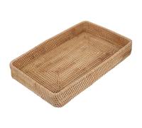 OSALADI Hand Woven Rectangular Rattan Tray Large Multi-functional Decorative Storage Organizer for Serving Drinks Snacks and Home with Bohemian Design