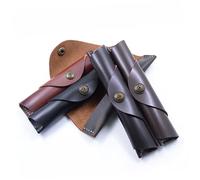 OSALADI Handmade Vintage Roll Leather Pen Pouch Case for Fountain and Ballpoint Pens Brown Sturdy Stylish Design for Artists and Professionals