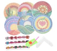 OSALADI Heat-resistant Acrylic Cup Coasters with Diamond Mandala Design Non-slip Decorative Mats for Home Office Table Protection and Stylish Drink Holders