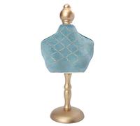 OSALADI Jewelry Storage Rack Necklace Display Stand Vintage Peacock Blue with Hot Stamping Mdf Compression Moulding Cloth Wooden Spray Painted Base for Organizing Necklaces Home Ornament