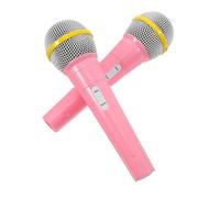 OSALADI Kids Simulation Microphone Toy 2pcs Set Bright Fake Microphone Props for Pretend Play Birthday Party and Stage Performance