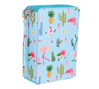 OSALADI Large Capacity PU Pencil Pouch with Crocodile Texture Durable Stationery Bag for Drawing and Painting Supplies Spacious Organizer for Colored and Watercolor Pencils Flamingo Blue