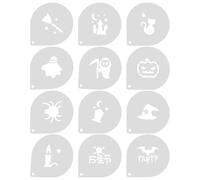 OSALADI Latte Art Stencils Coffee Halloween 12Pcs White Templates for Cake Decorating and Pumpkin Coffee Art in Seasonal Baking