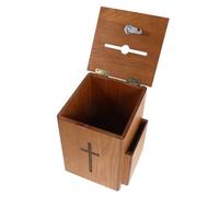 OSALADI Lockable Wooden Charity Donation Box with Wide Slot, 19.5X20.2X25.5Cm Black Tabletop Envelope Collection Case for Church Fundraising and Community Events