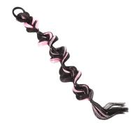 OSALADI Long Faux Bubble Braid Ponytail Extensions with Hair Tie, Brown Black Highlighted Pink Braided Hairpiece for Women, Natural Braided Hair Extensions Suitable for Daily Wear