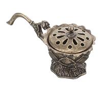 OSALADI Lotus Incense Burner Holder Antique Metal Incense Burner Retro with Handle Table Ornament for Meditation Yoga Religious Temple Fragrance