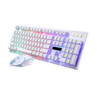 OSALADI Mechanical Keyboard and Mouse Set Wired USB with Luminous Backlit Function, 104 Keys Non-conflict Design, Plastic Construction for Office and Cafe Use