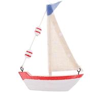 OSALADI Mediterranean Style Wooden Sailing Boat Model, Small Red Handcrafted Fabric Sailboat Ornament, Nautical Home Decor for Seaside and Ocean-themed Parties,