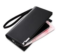 OSALADI Men Wallet Card Holder, Multifunctional Long Zipped Money Wallet, Large Capacity Storage, PU Leather, Black, Stylish Design, for Office