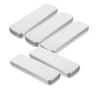 OSALADI Metal Pencil Case Tin Box for Students, 5pcs Rectangular Iron Pen Holder, Matte Finish Small Storage for School and Office Supplies, 21.5 X 6 X 2 Cm