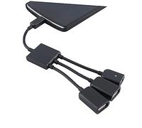 OSALADI Micro Usb Hub Adapter Cable Otg Functionality Expandable Ports for Smartphones Tablets Durable Tpe Material Black Color Connect Mice Keyboards Easily