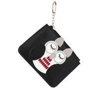OSALADI Mini Simple Multifunctional Zipper Coin Holder Owl Wallet Cute Cartoon Pu Leather Metal Zipper Convenient for Storing Cards and Small Mirrors Ladies Can Be Put into Handbag Or