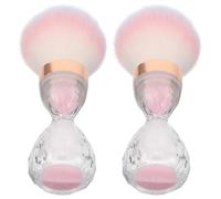 OSALADI Nail Art Dust Remover Soft Bristle Brush 2Pcs Hourglass Shape for Acrylic and Makeup Powder Cleaning Portable Pink Brushes for Manicure