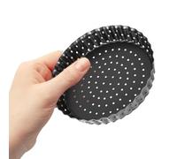 OSALADI Non Stick Pizza Pan Round Baking Tray 5 Inch Carbon Steel | Quiche Tin, Fluted Sides, Removable Bottom, Black Finish, Easy Release, Baking Use