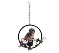 OSALADI Owl Shape Light LED Solar Garden Light, Owl Lawn Lamp Waterproof Solar Led Lights Outdoor, Hanging Lamp Lanscape Lantern for Pathway Patio Courtyard Garden(Brown, Warm Light)