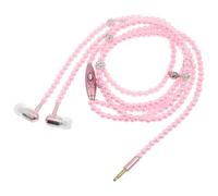 OSALADI Pearl Chain In-ear Headphones Mic, Noise Cancelling Earbuds for Universal Use, Wired Earphone Remote Control, Pink Design for Hands-free Calling and Music
