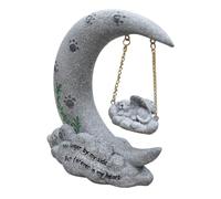 OSALADI Pet Cat Memorial Stone Moon Shape with Pendant Compact Indoor Outdoor Grave Marker Garden Ornament for Remembering Loved Cats