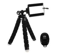 OSALADI Phone Tripod Stand with Wireless Remote Control for Smartphones and Cameras, Small Black Octopus Sponge Holder Selfie Stick for Live Streaming and Photography