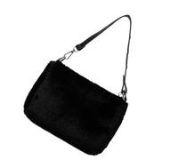 OSALADI Plush Shoulder Bag Lady Handbag Warm Stylish Plush Pu Material Practical Zipper Closure for Mothers and Wives Going out Large Capacity Random Style