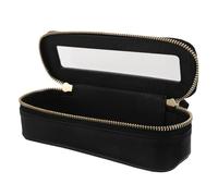 OSALADI Portable Travel Cosmetic Bag Large Capacity Waterproof Toiletry Bag with Panel Black Pu Polyester Pencil for Rainy Weather Travel and Extended Vacations