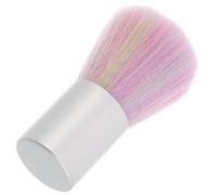 OSALADI Rainbow Bristle Nail Dust Cleaner Brush Ergonomic Short Handle Soft Fluffy Fibers for Nail Art and Manicure Pedicure Use