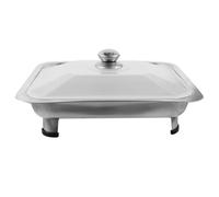 OSALADI Rectangular Stainless Steel Buffet Tray with Lid and Anti-Skid Legs, Practical Serving Dish for Catering, Restaurants, and Outdoor Events