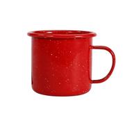 OSALADI Red Enamel Coffee Mug Curled Edge Solid Tea Cup with Starlight Pattern for Home Office Use