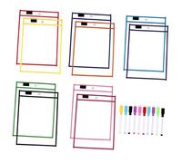 OSALADI Reusable Crocodile-Shaped Dry Erase File Bags with Pens and Covers Transparent Document Pouches Lightweight PVC Folder for Office School Home Use Green