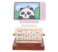 OSALADI Rotary Perpetual Desk Calendar with Panda Design Compact Wooden and Metal Month Week Date Display for Office Home Classroom Decor Sustainable and Decorative Desktop Organizer