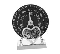 OSALADI Rotating Perpetual Desk Calendar with Metal Base and Wooden Disks Manual Circular Dial for Easy Date Sustainable Creative Calendar for Home and Office Decoration