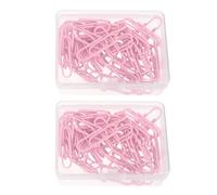 OSALADI Small Oval Paper Clips 28mm Light Pink Metal Clips 50pcs Per Box 2 Boxes Portable Stationery for Office School Document Organization and Notebook Accessories