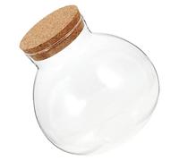 OSALADI Small Round Glass Terrarium Jar 13Cm with Cork Lid - Closed Micro Landscape Bottle for Succulents, Moss, Air Plants - DIY Ecological Glass Container for Home and Office Display