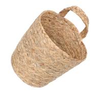 OSALADI Small Seagrass Woven Hanging Basket Wall Mounted Storage Organizer for Kitchen Bathroom, Handmade Boho Wicker Basket for Fruit Garlic Ginger, Rustic Plant Holder