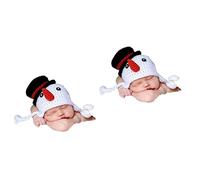OSALADI Snowman Cap 2pcs Newborn Snowman Hat Christmas Party Cap Crochet for Newborns Baby Photography Prop Owl Clock Wall Baby Photo Prop Dollhouse Fruit Tree Has Hats Clothing Child Cute