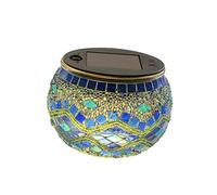 OSALADI Solar Mosaic Glass Ball LED Yard Light Waterproof Solar Powered Lawn Lamp Blue for Outdoor Garden Patio Landscape Lighting