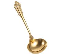 OSALADI Stainless Steel Large Soup Ladle Gold Finish, Serving Spoon for Hot Pot and Soup, Sturdy Food Scoop for Kitchen and Dining