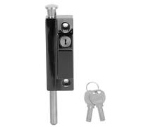 OSALADI Surface Mount Spring Latch Lock for Sliding Doors with 2 Keys Titanium Black Revolving Door Spring Bolt Suitable for Patio and Security Use