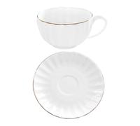 OSALADI Tea Cup and Dish Set Bone China 2Pcs English Afternoon Tea Style Coffee Cup with Saucer Elegant Porcelain Drinkware for Western Restaurant Dining Experience