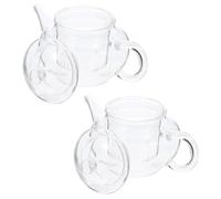 OSALADI Thick Borosilicate Glass Teapot Set 2pcs 250ml Heat-Resistant Stovetop Kettle with Infuser for Loose Leaf Tea Brewing at Home
